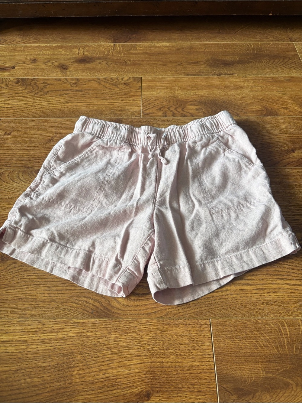 Old Navy Light Pink High-Waist Drawstring Linen-Blend Shorts in size M